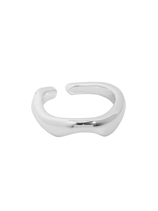 Silver [size 15 adjustable] 925 Sterling Silver Smooth Irregular Minimalist Band Ring